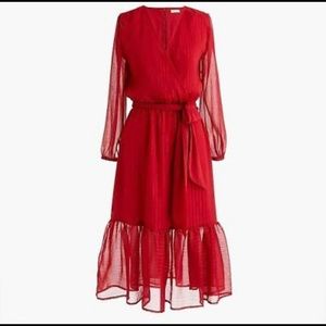Jcrew red faux wrap dress